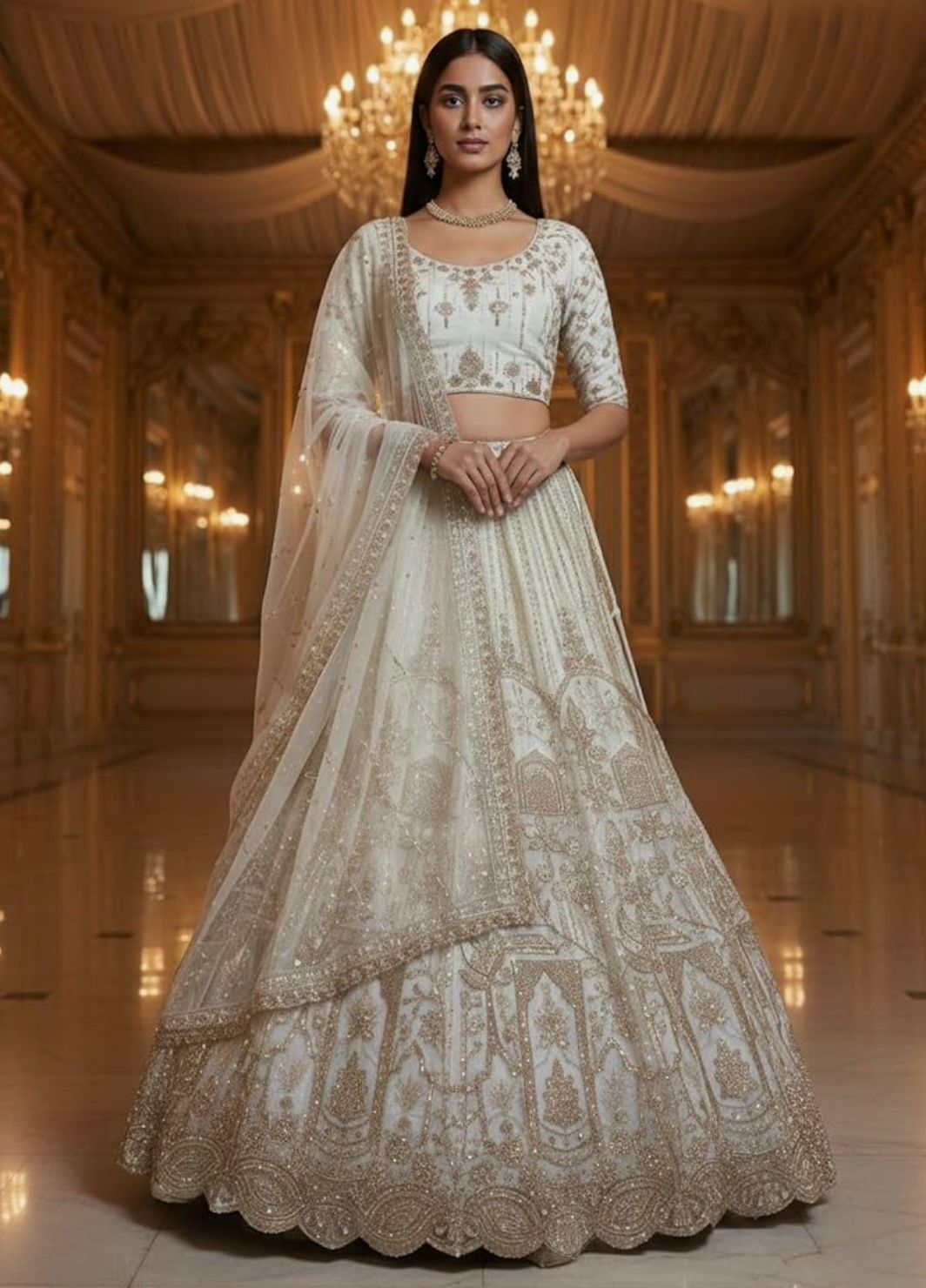Wedding Wear Net with Embroidery Bridal Lehenga Choli Set 17558