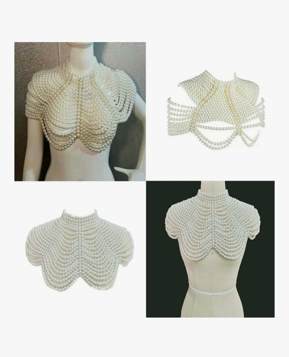 PEARL OF THE DESERT - GLDFW Women Pearl Beaded Bib Choker Necklace Body Chain Shawl Collar Jewellery Apparel Craft
