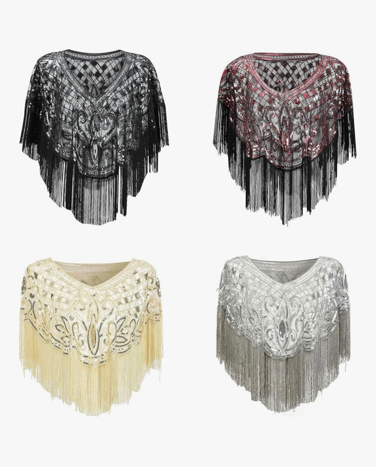Sparkling Beadwork Scarf for Cocktail Party 1920s Flapper Accessories Elegant Cosplay Costume Wrap