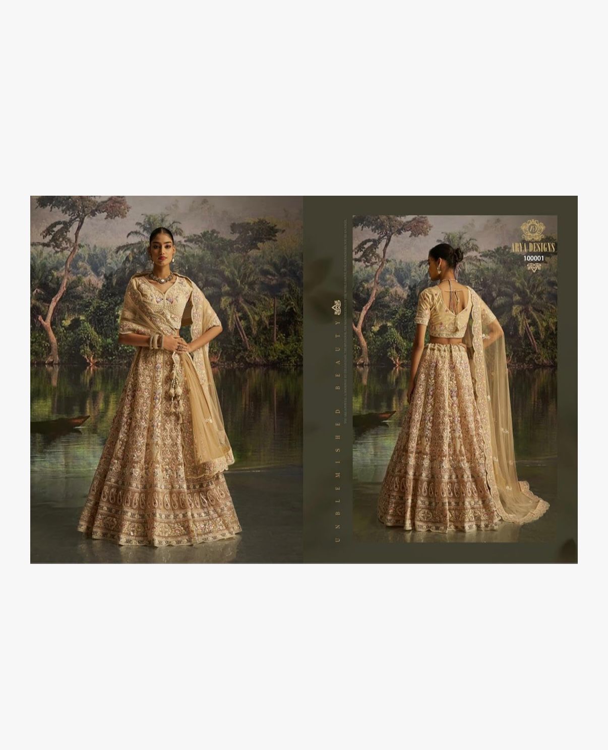 GOLD DUNES - Indian Net Fabric Dori zarkan Sequence Thread Work Party Wear Lehenga 16266