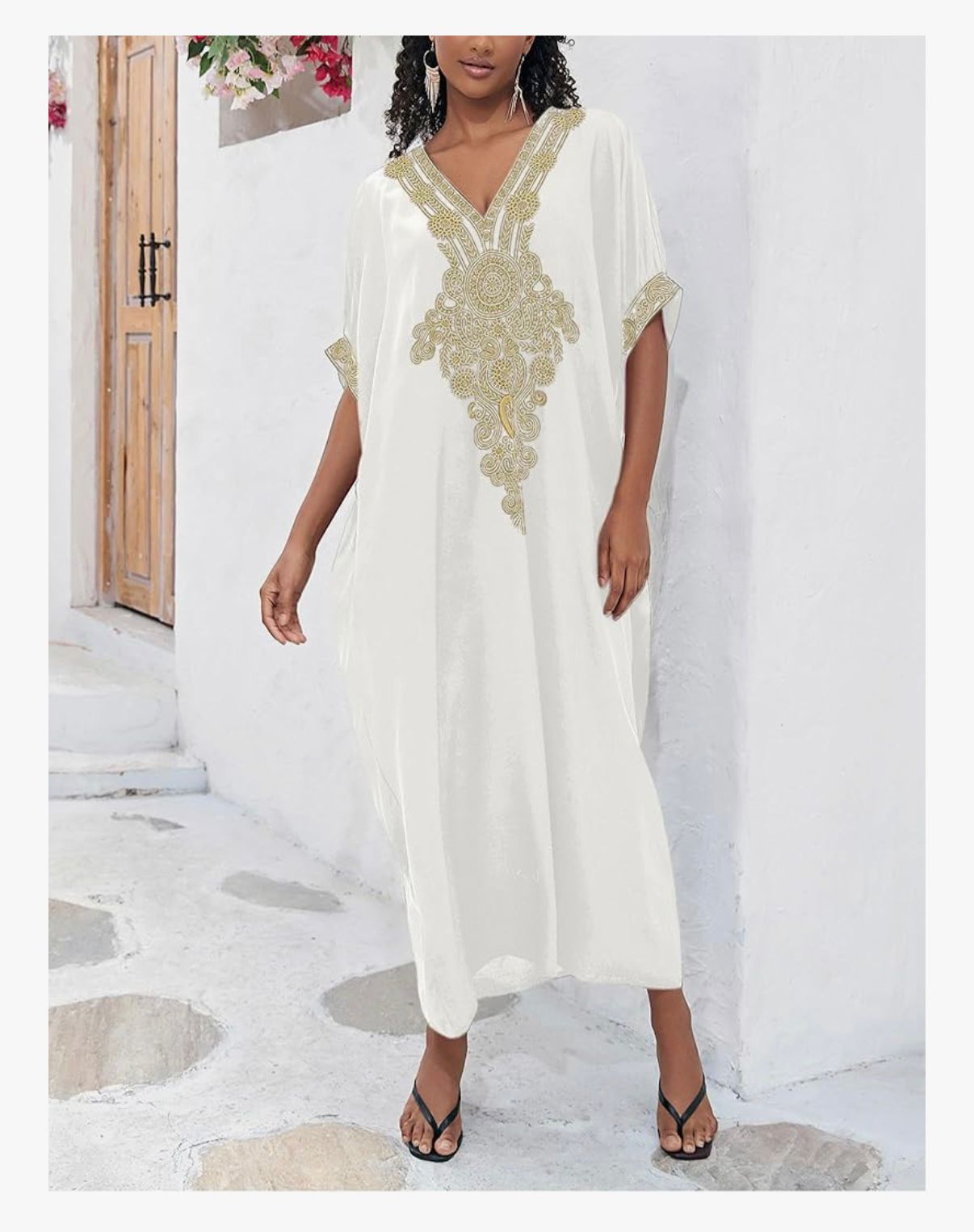 SOUKKAR - Women Luxury Moroccan Kaftan Dress Short Sleeve Loungewear
