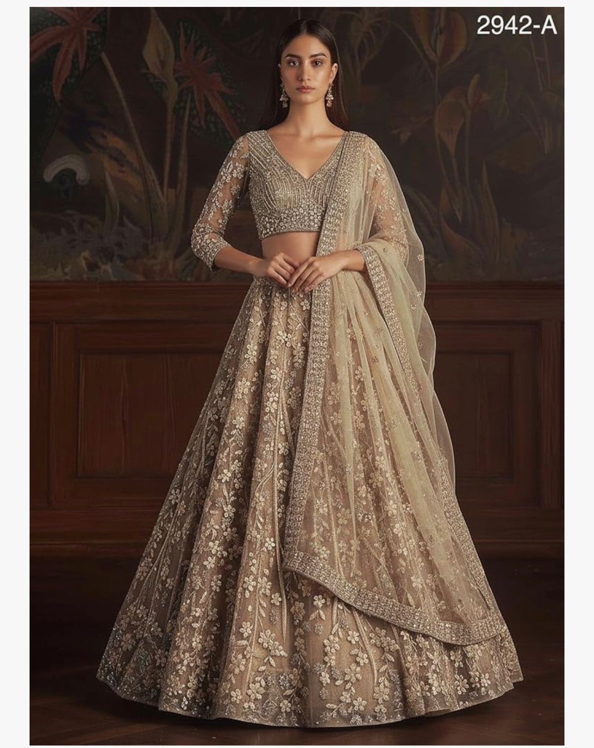 MYRA - Indian Net Fabric Fancy Embroidery Dori Embroidered Party Wear Lehenga 18659