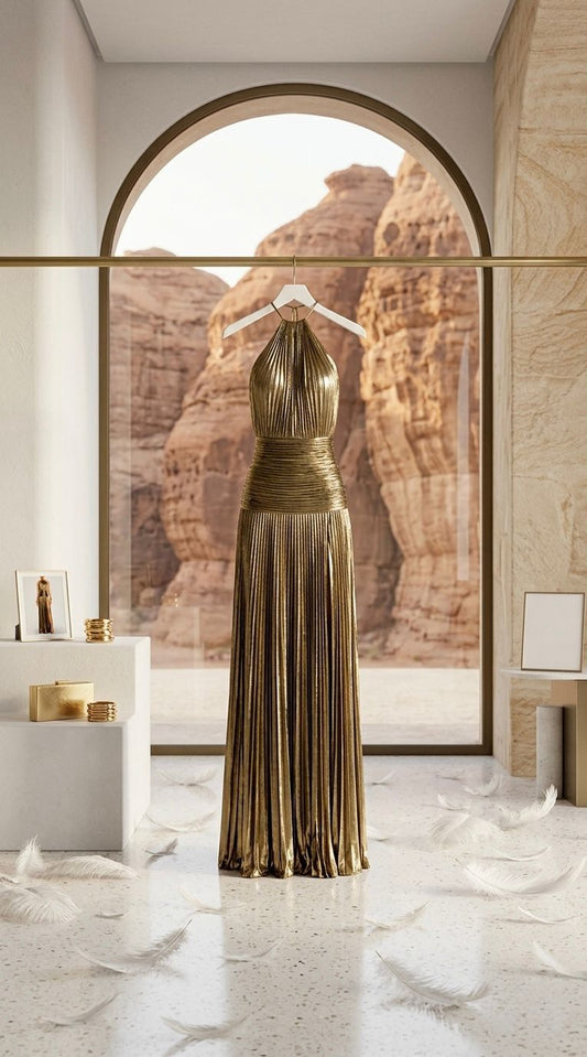 Women's Evening Gowns Luxury Sparkly Satin Halter Neck Maxi Dresses