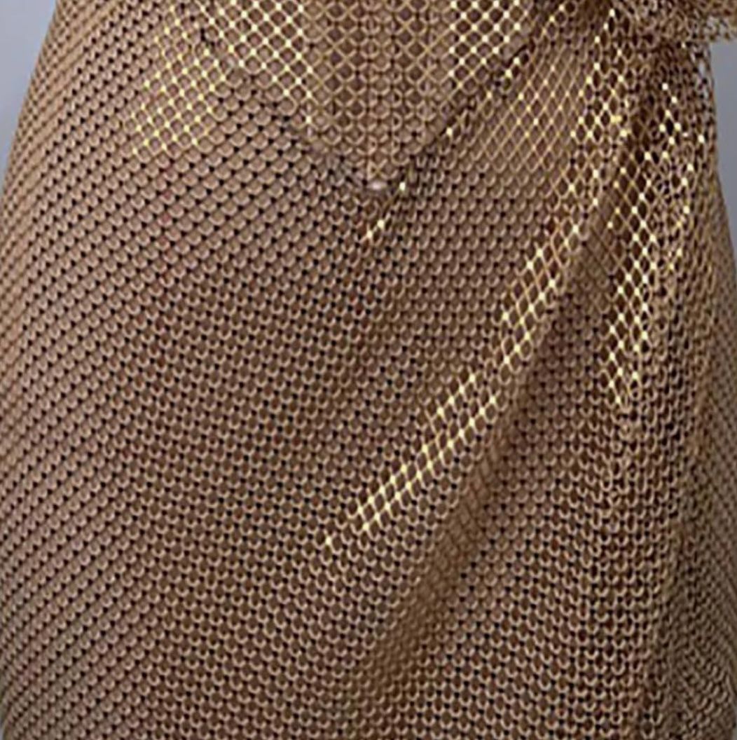 Gold Pleated Sequined Fishnet Flower Strapless Split Evening Party Maxi Dress