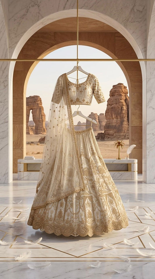 Wedding Wear Net with Embroidery Bridal Lehenga Choli Set 17558