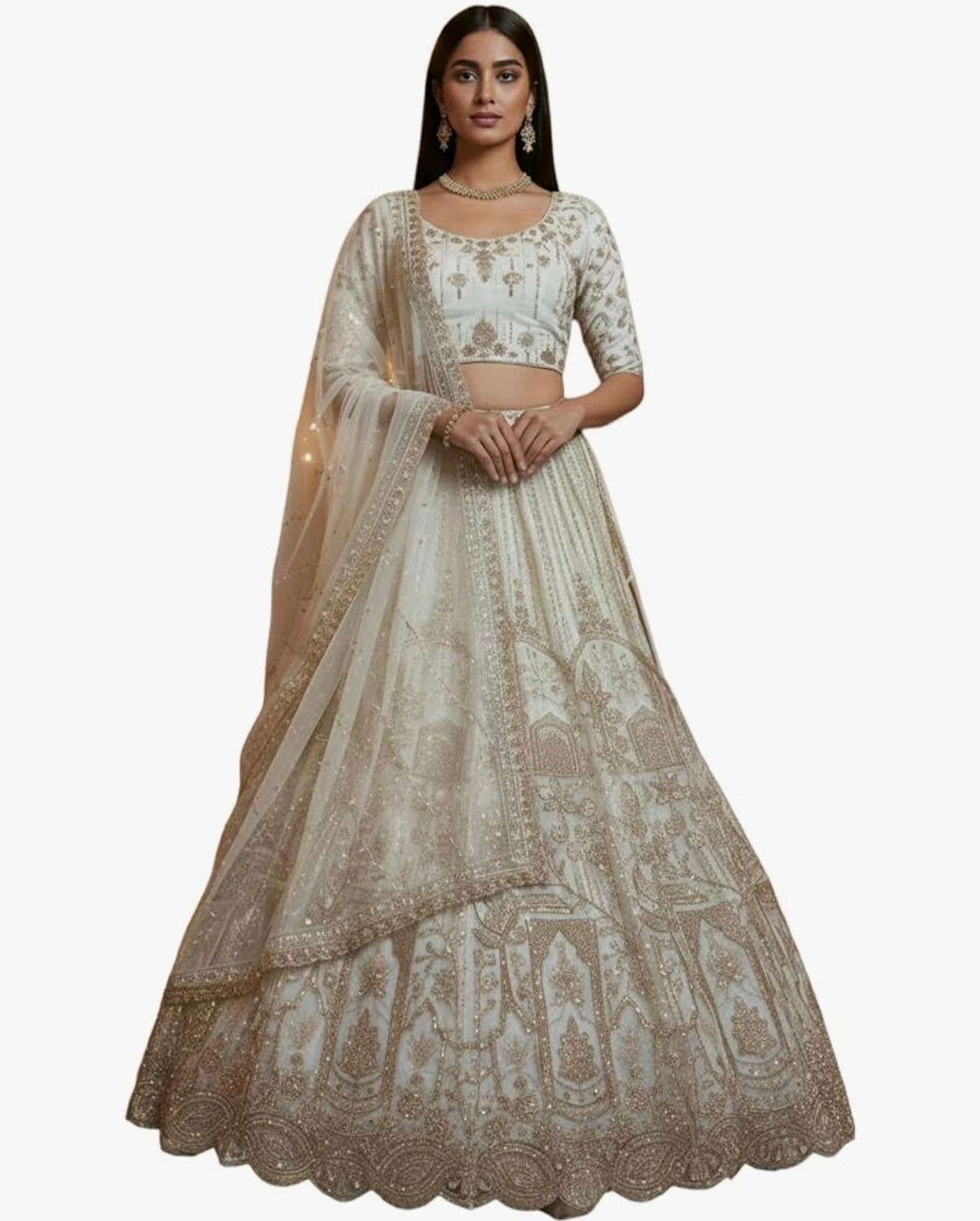 Wedding Wear Net with Embroidery Bridal Lehenga Choli Set 17558