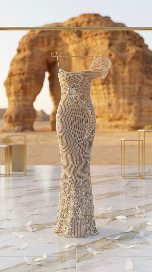 ZAHRA - Cocktail Party Gown for Women Strapless Sequins Rhinestones Maxi Dress