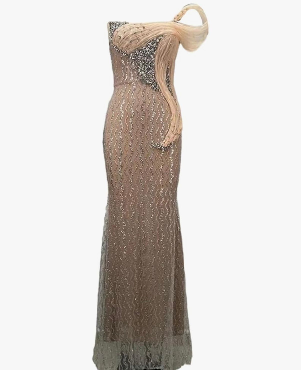ZAHRA - Cocktail Party Gown for Women Strapless Sequins Rhinestones Maxi Dress