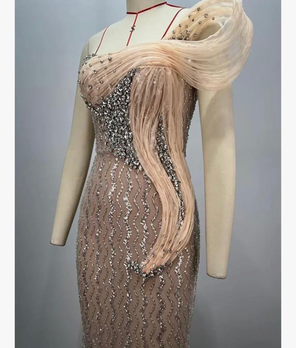 ZAHRA - Cocktail Party Gown for Women Strapless Sequins Rhinestones Maxi Dress