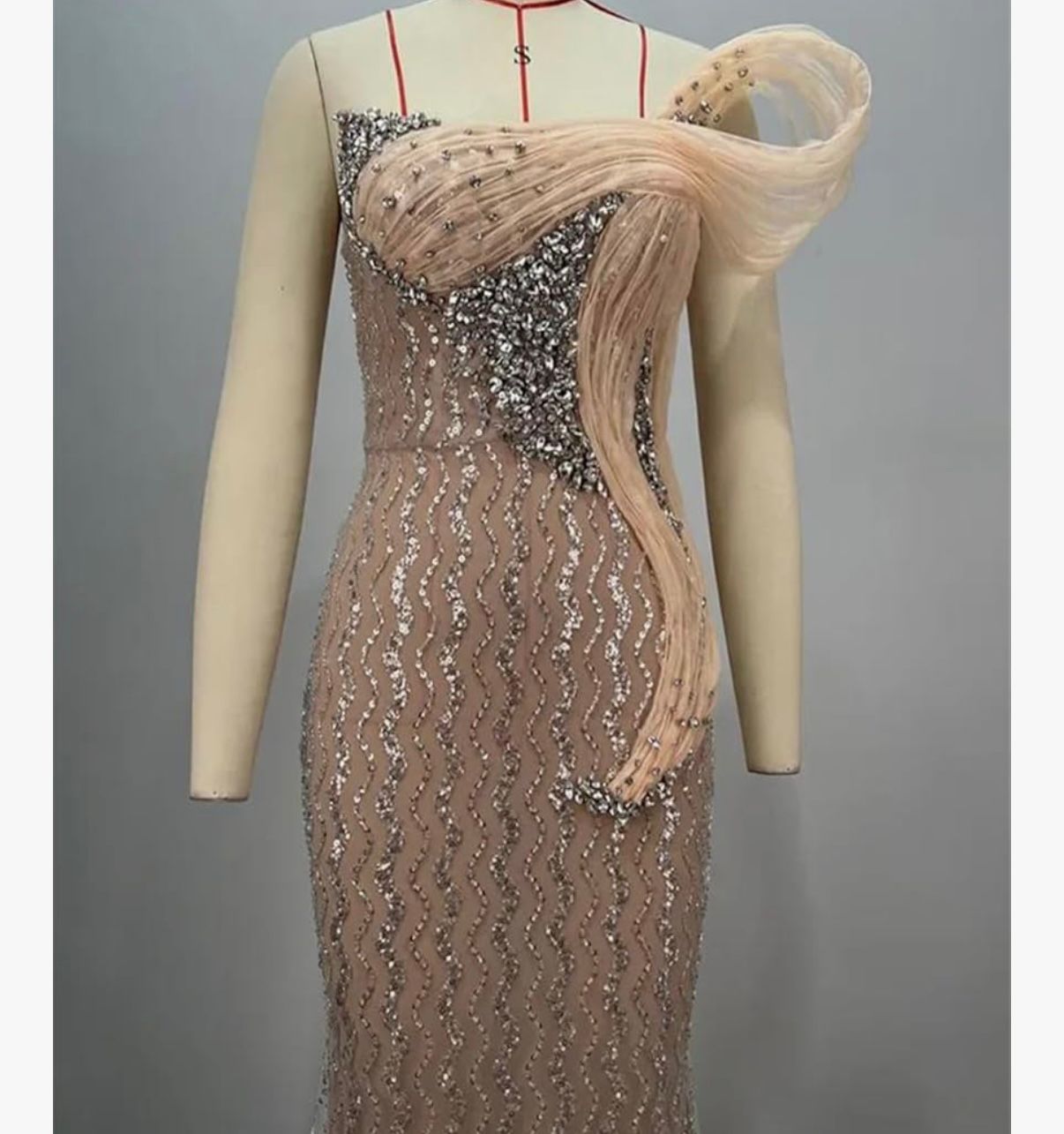 ZAHRA - Cocktail Party Gown for Women Strapless Sequins Rhinestones Maxi Dress