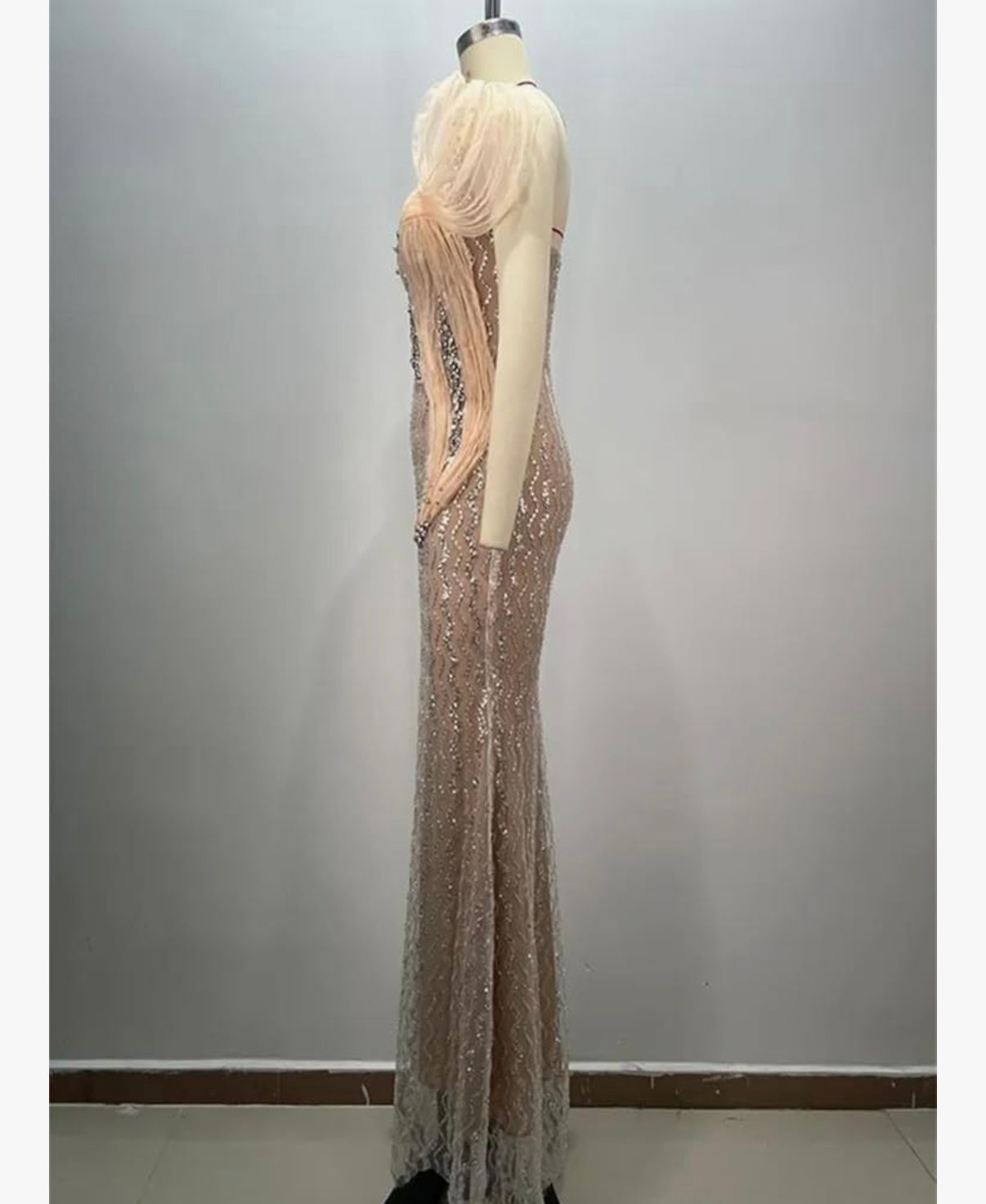ZAHRA - Cocktail Party Gown for Women Strapless Sequins Rhinestones Maxi Dress