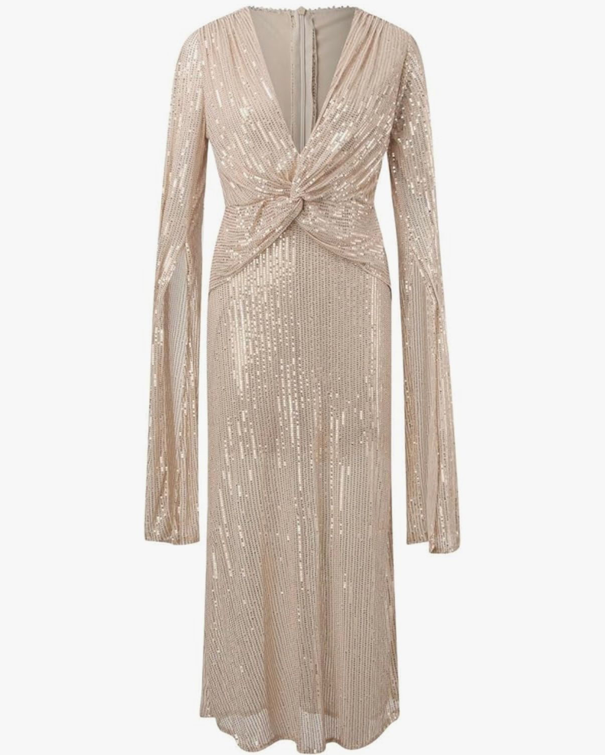 ISIS - Draped Women's Elegant Metallic Mesh Dress Sequin Dress