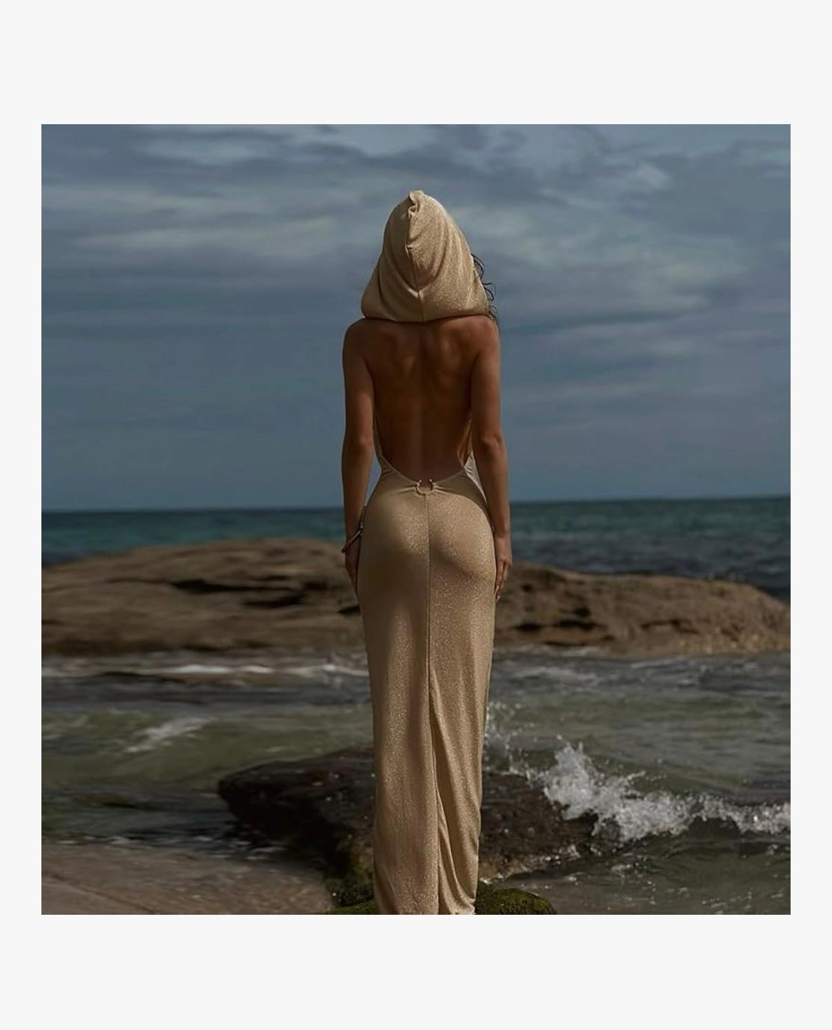 Arabian Mirage - Style Summer New Hooded Sexy Backless Vacation Beach Dress