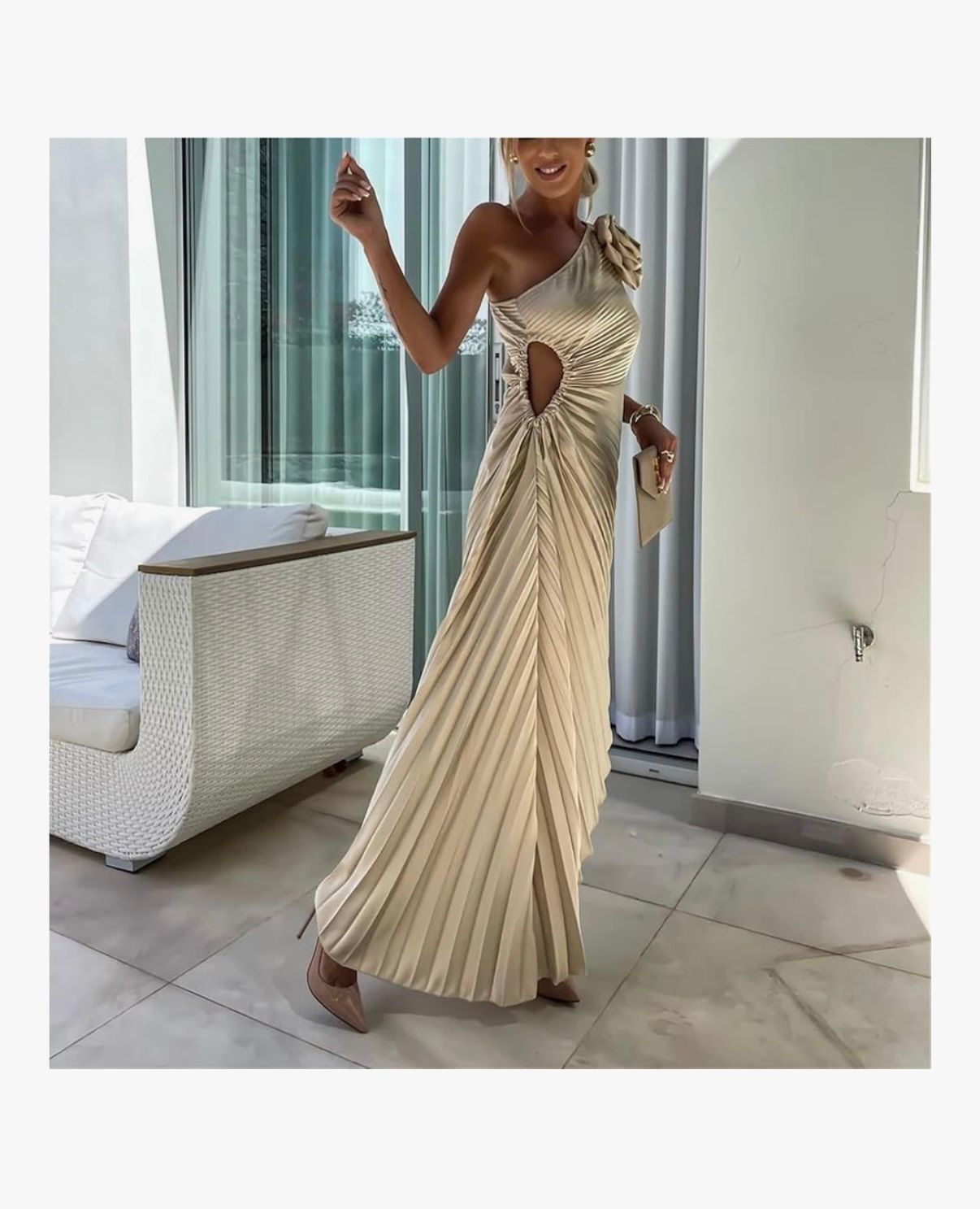 Dune Auréa - One Shoulder Satin Bridesmaid Dresses Sleeveless Slim Off Shoulder Midi Dress for Women Cocktail Party Evening Gowns