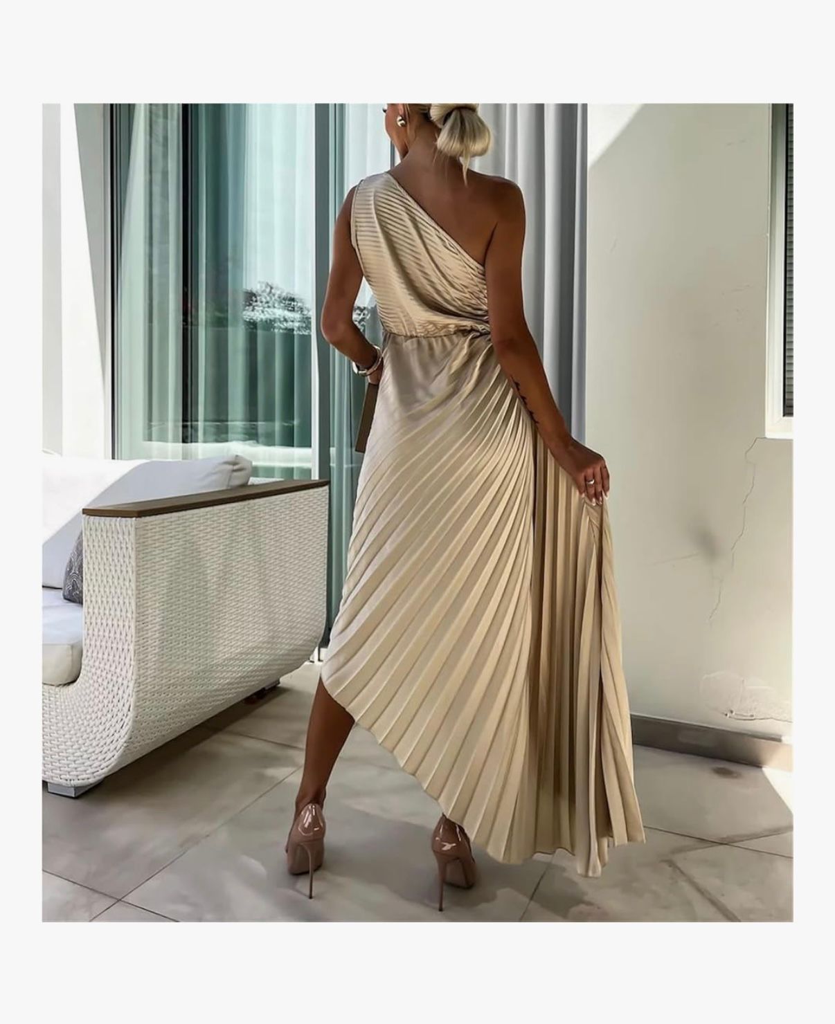 Dune Auréa - One Shoulder Satin Bridesmaid Dresses Sleeveless Slim Off Shoulder Midi Dress for Women Cocktail Party Evening Gowns