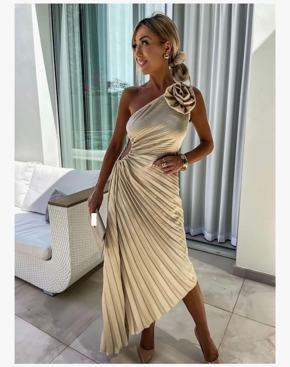 Dune Auréa - One Shoulder Satin Bridesmaid Dresses Sleeveless Slim Off Shoulder Midi Dress for Women Cocktail Party Evening Gowns