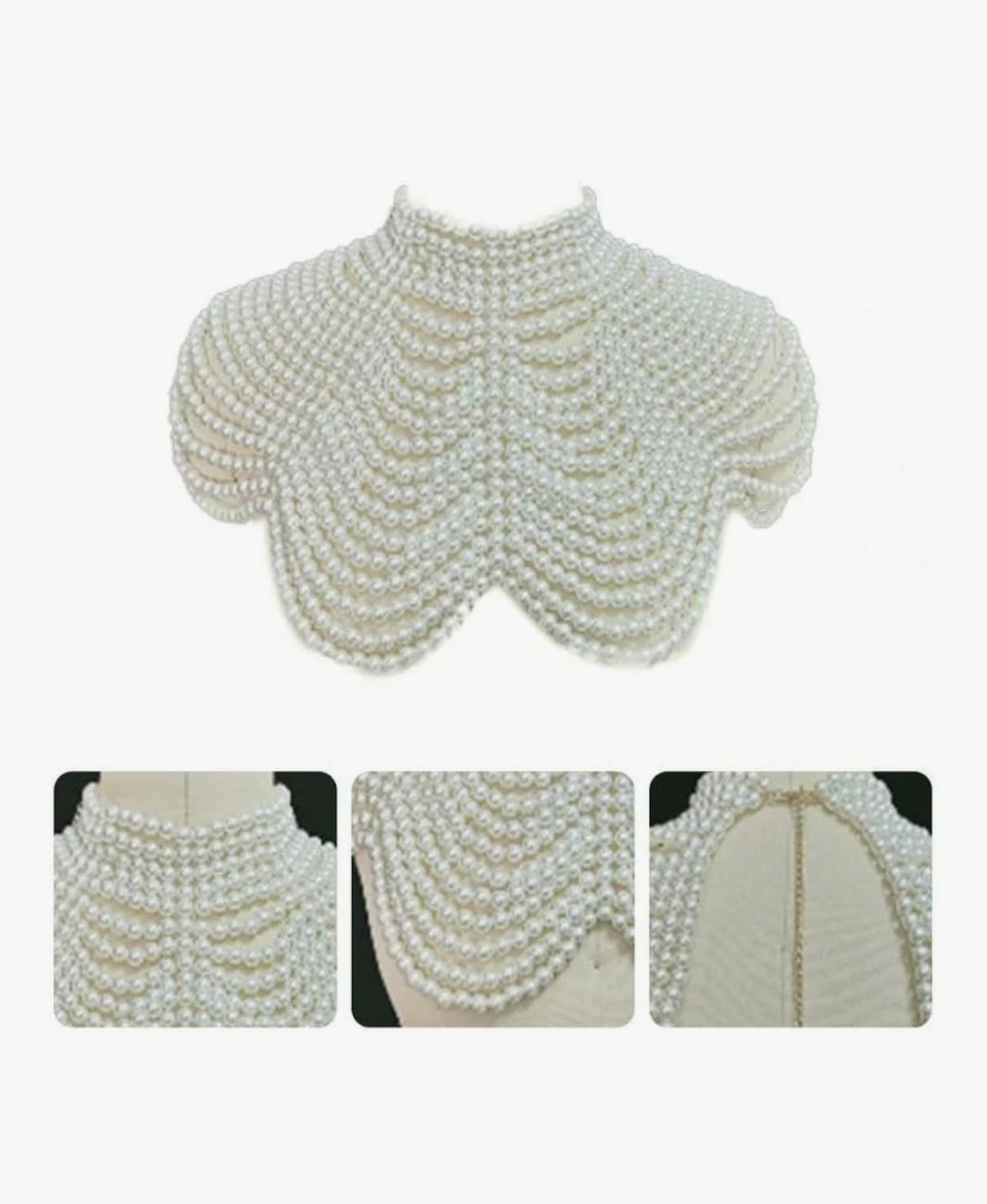 PEARL OF THE DESERT - GLDFW Women Pearl Beaded Bib Choker Necklace Body Chain Shawl Collar Jewellery Apparel Craft
