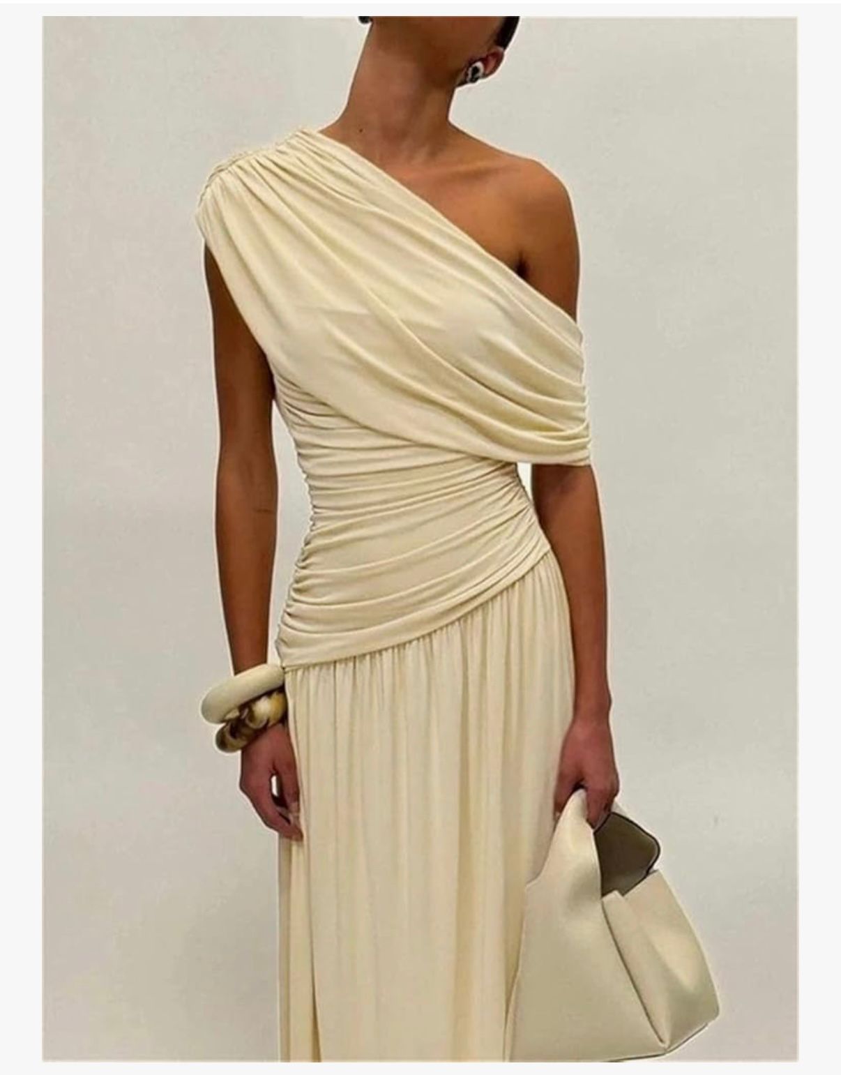 Noor Al Sahara - Women Off Shoulder Backless Ruched Long Dress