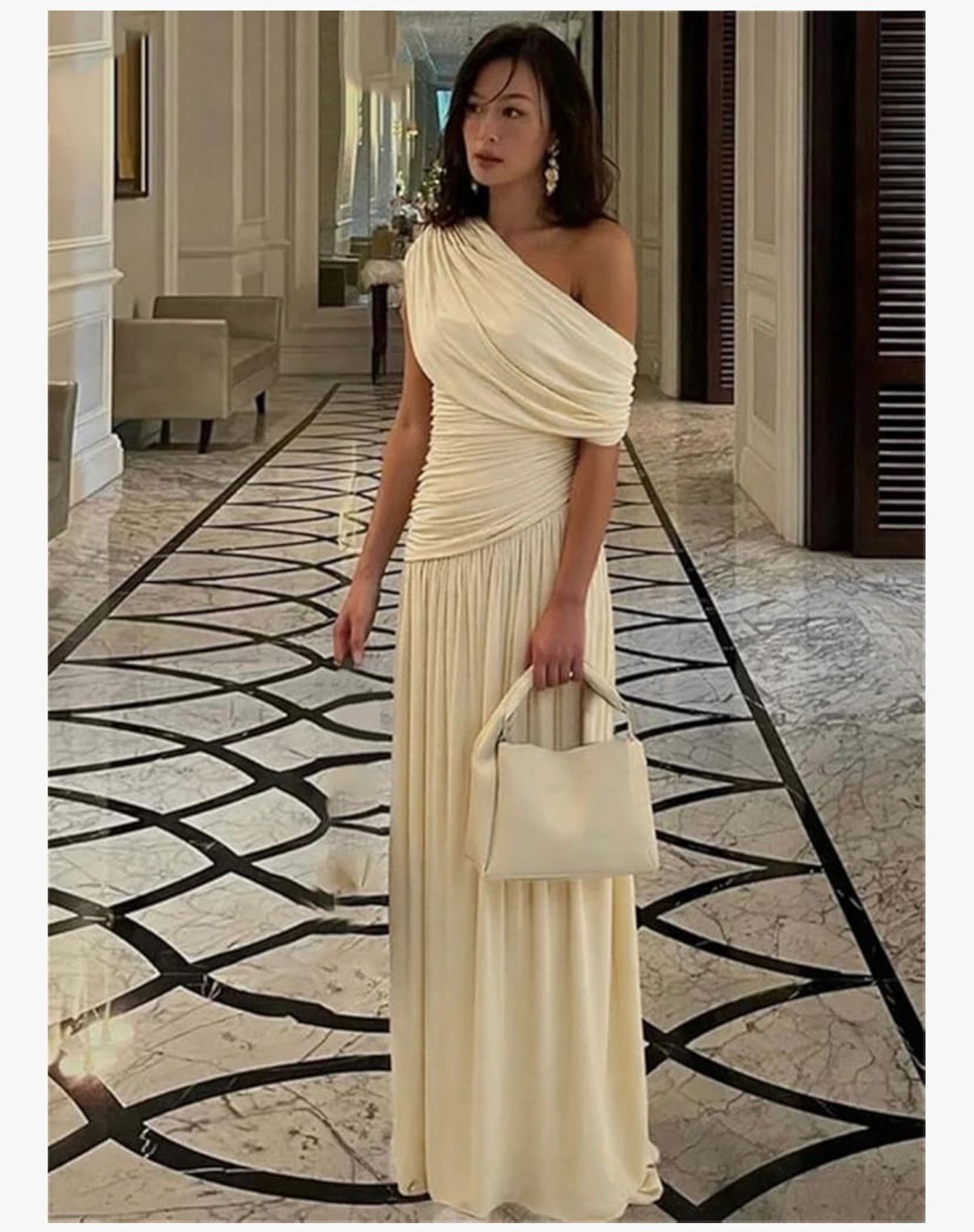 Noor Al Sahara - Women Off Shoulder Backless Ruched Long Dress