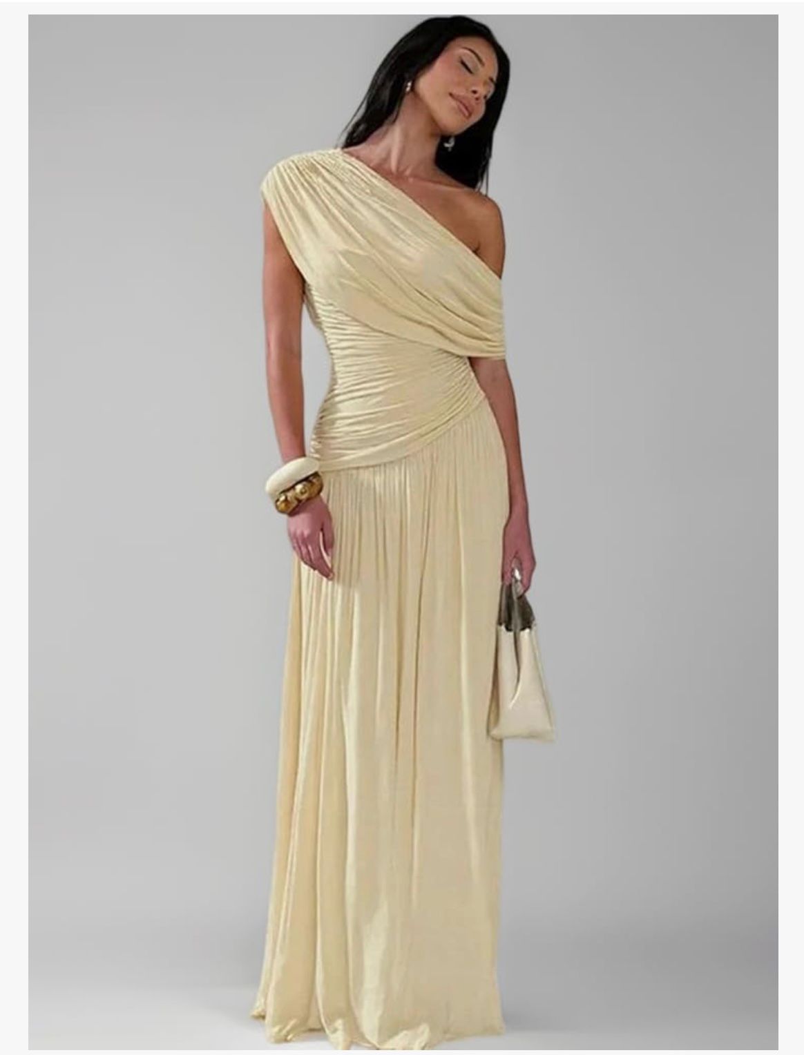 Noor Al Sahara - Women Off Shoulder Backless Ruched Long Dress