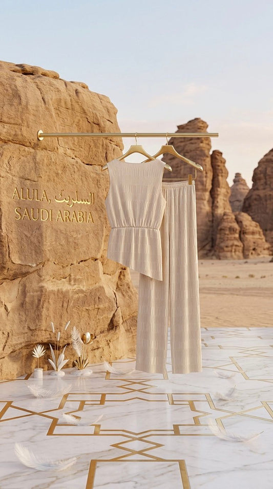 VELOUR DUNE - Women's Summer Mock Neck Top Cropped Wide Leg Pants Lounge Sets