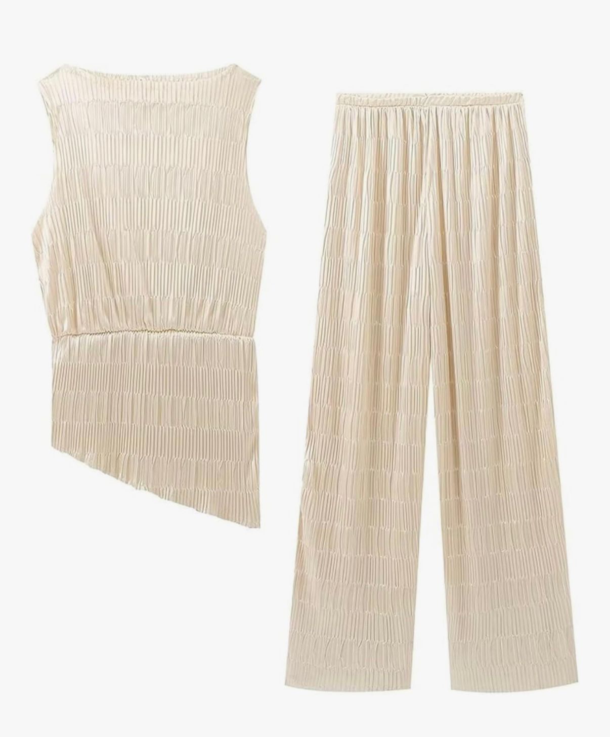 VELOUR DUNE - Women's Summer Mock Neck Top Cropped Wide Leg Pants Lounge Sets