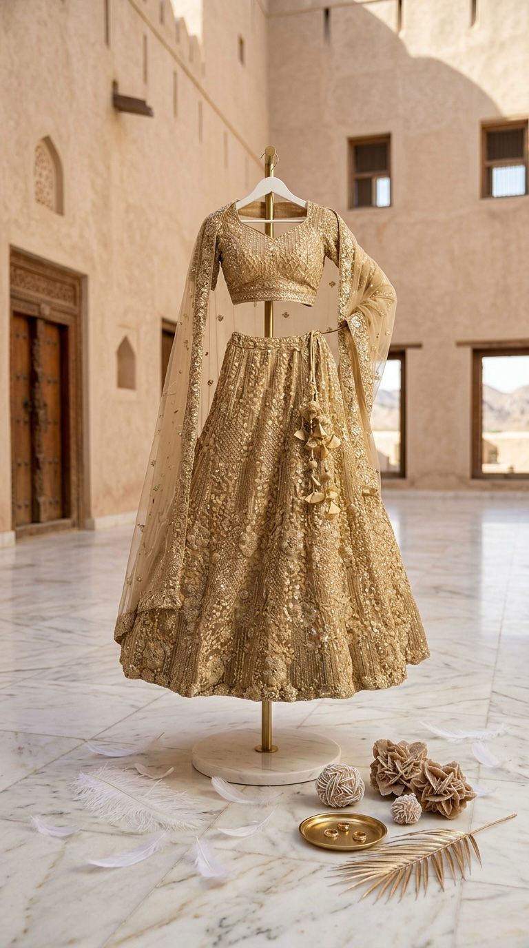 GOLD OF RA - Indian Net Fabric Dori zarkan Sequence Thread Work Party Wear Lehenga 16266