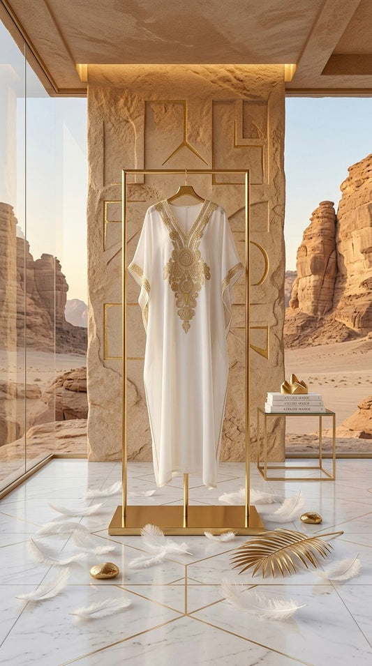SOUKKAR - Women Luxury Moroccan Kaftan Dress Short Sleeve Loungewear