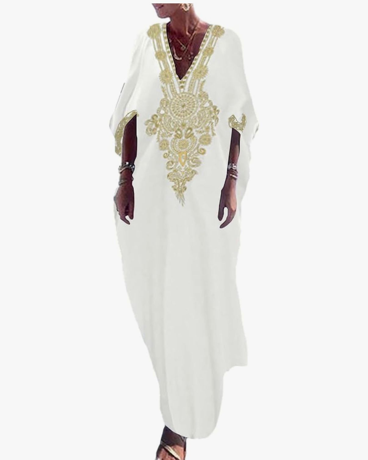 SOUKKAR - Women Luxury Moroccan Kaftan Dress Short Sleeve Loungewear