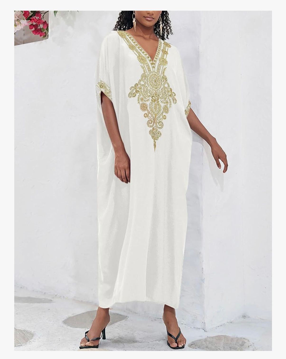 SOUKKAR - Women Luxury Moroccan Kaftan Dress Short Sleeve Loungewear