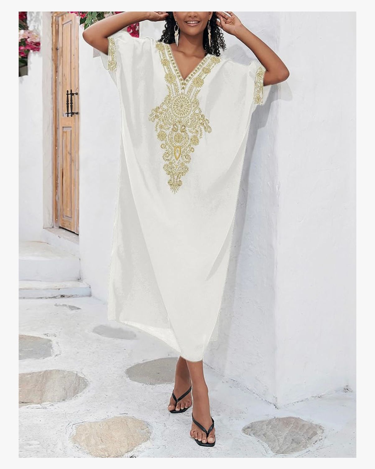 SOUKKAR - Women Luxury Moroccan Kaftan Dress Short Sleeve Loungewear