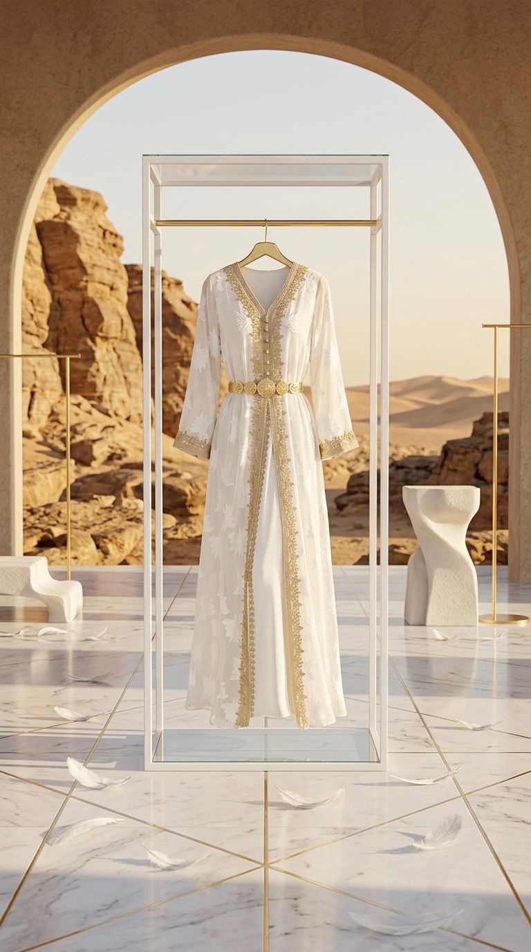 LATIFA - Luxury Moroccan Kaftan Women Embroidery Chiffon Outer Abaya Belted 2-Pieces Dresses Arab Evening Wedding Dresses
