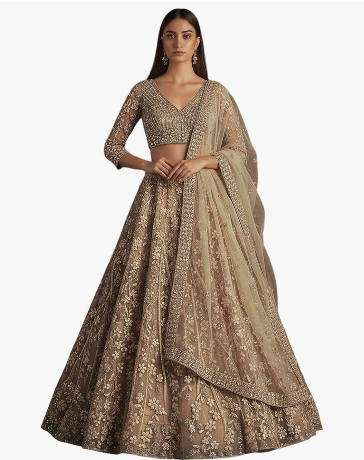 MYRA - Indian Net Fabric Fancy Embroidery Dori Embroidered Party Wear Lehenga 18659