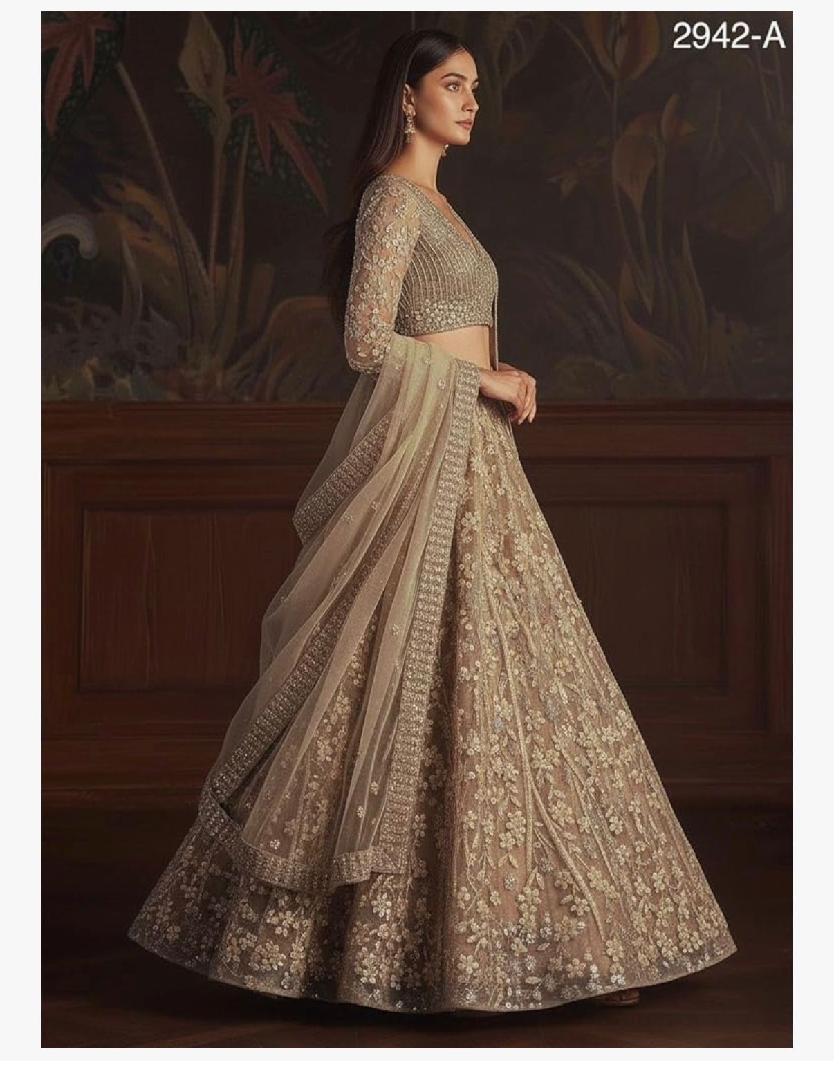 MYRA - Indian Net Fabric Fancy Embroidery Dori Embroidered Party Wear Lehenga 18659