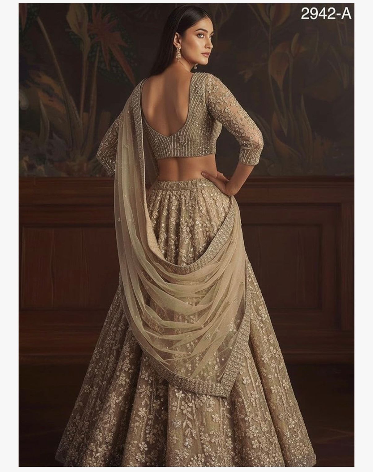 MYRA - Indian Net Fabric Fancy Embroidery Dori Embroidered Party Wear Lehenga 18659