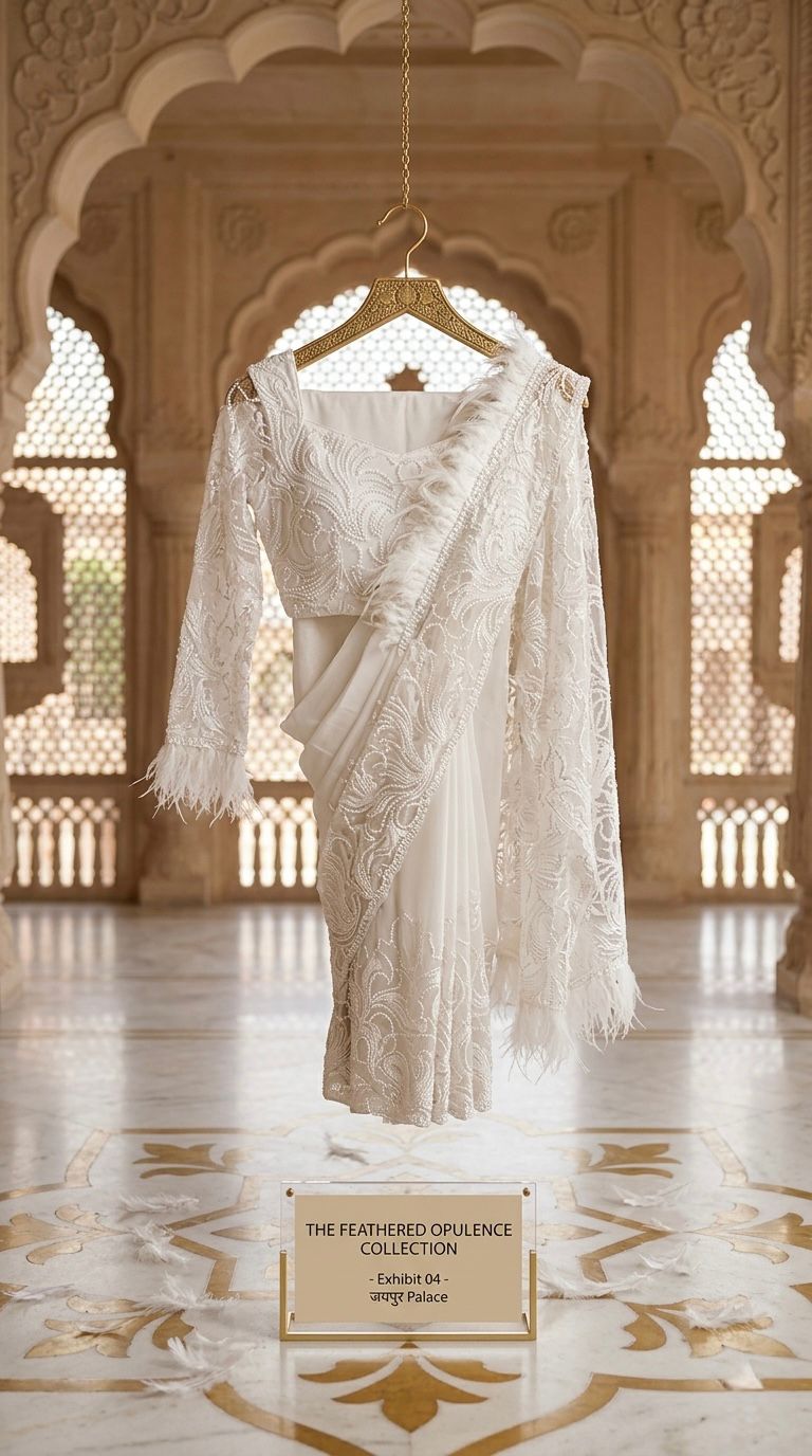 ANGEL MOTI - Indian Women Party Festive Sari Ready to Wear Satin Embroidered Blouse Design Saree 1080