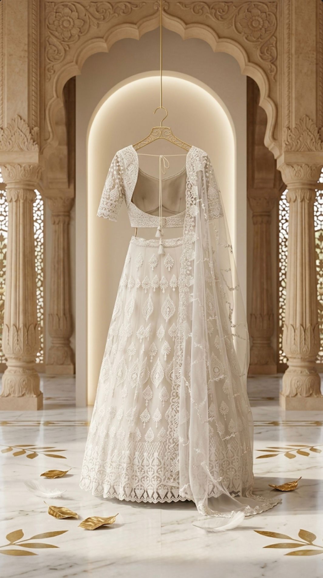 SAFED DUNES - TRENDMALLS Women's White Net Embroidery Sequence Work Lehenga Choli Set with Dupatta For Women