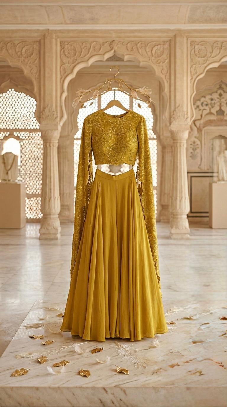 SUNSTONE - Indian Georgette Indo Western Women Plazzo & Crop top Dress