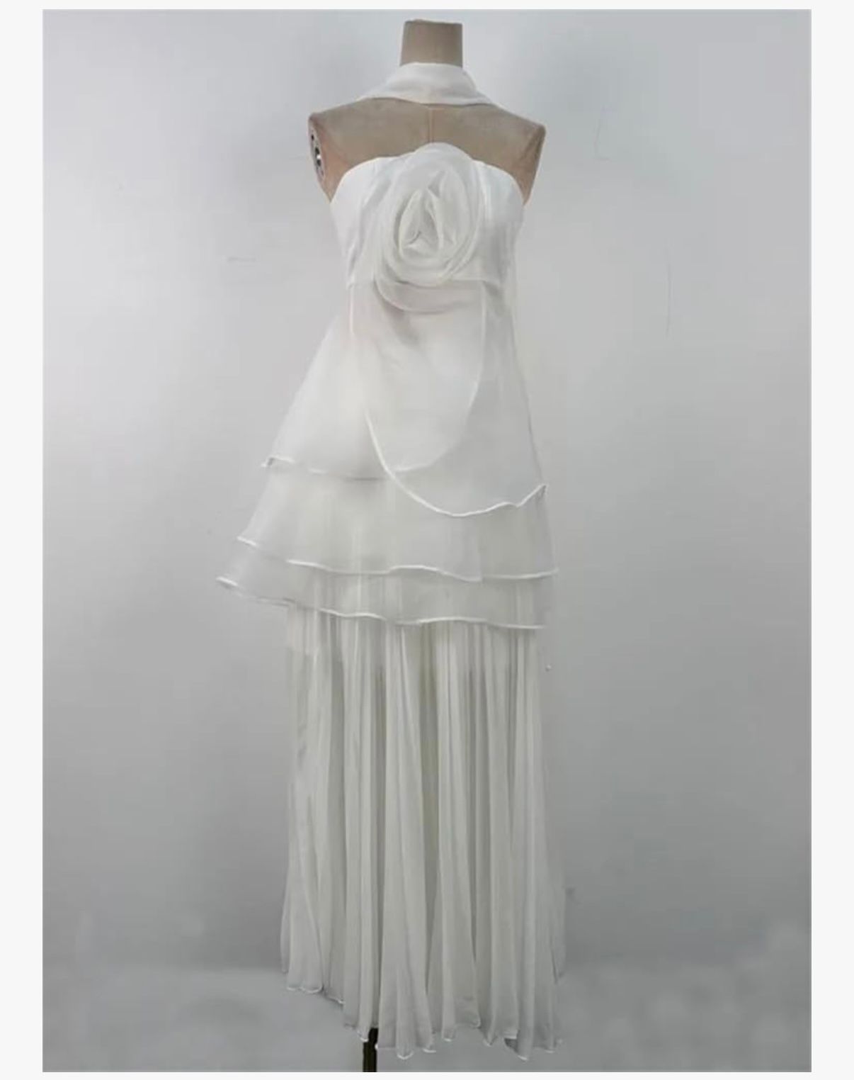 THE BLOOM - Women's Elegant Strapless Flower Top High Waist Pleated Long Skirt Party Sets