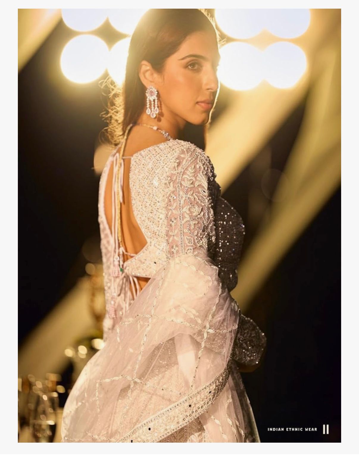 ARIA - Indian Pure Net Fabric Mirroe Hand Diamond Work Reception Wear Lehenga 18886