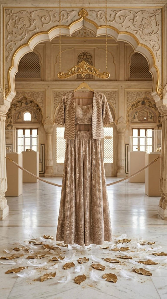 AISHA - Party Wear Women Georgette with Embroidered Work Indo Western Crop top Set 18433