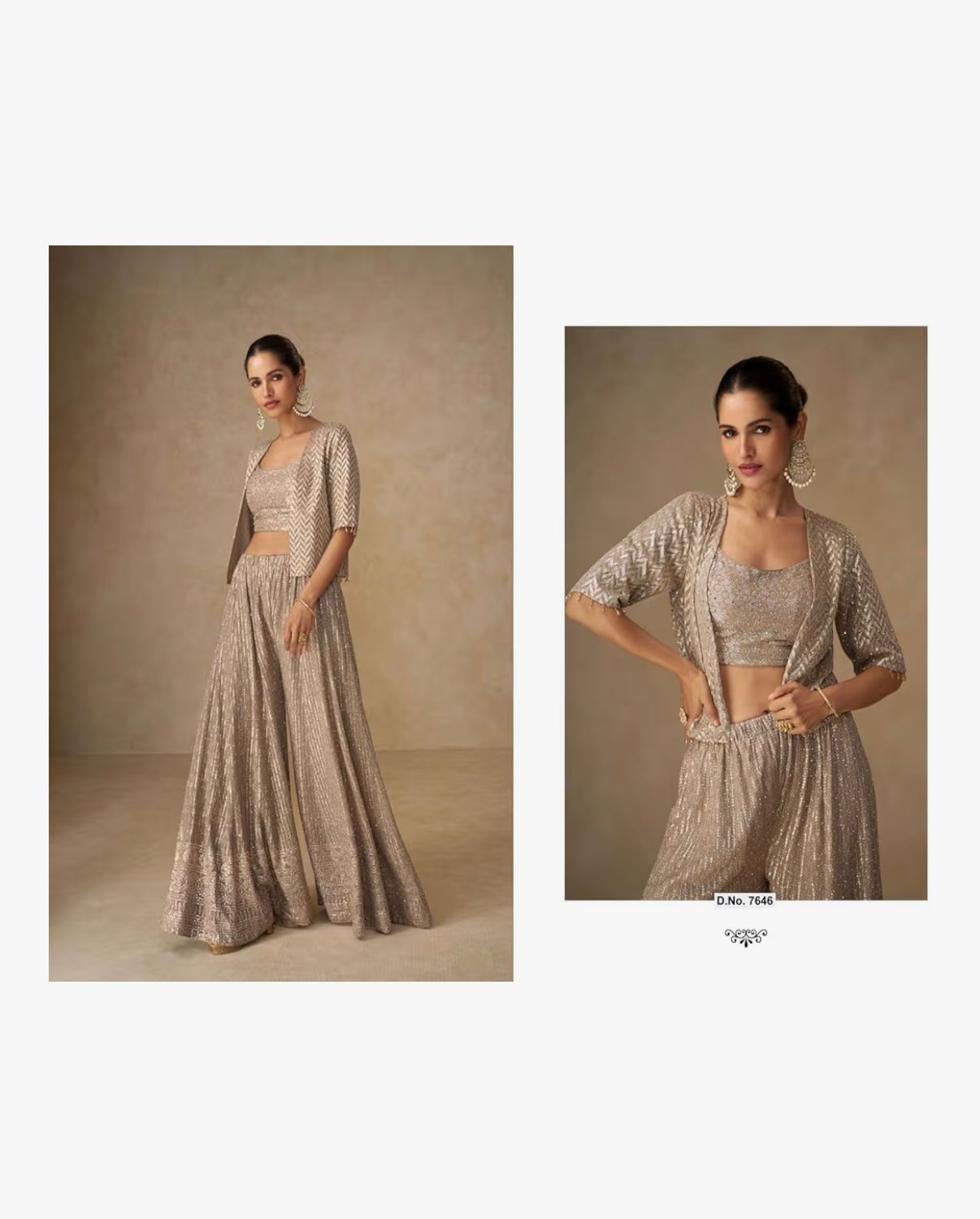 AISHA - Party Wear Women Georgette with Embroidered Work Indo Western Crop top Set 18433