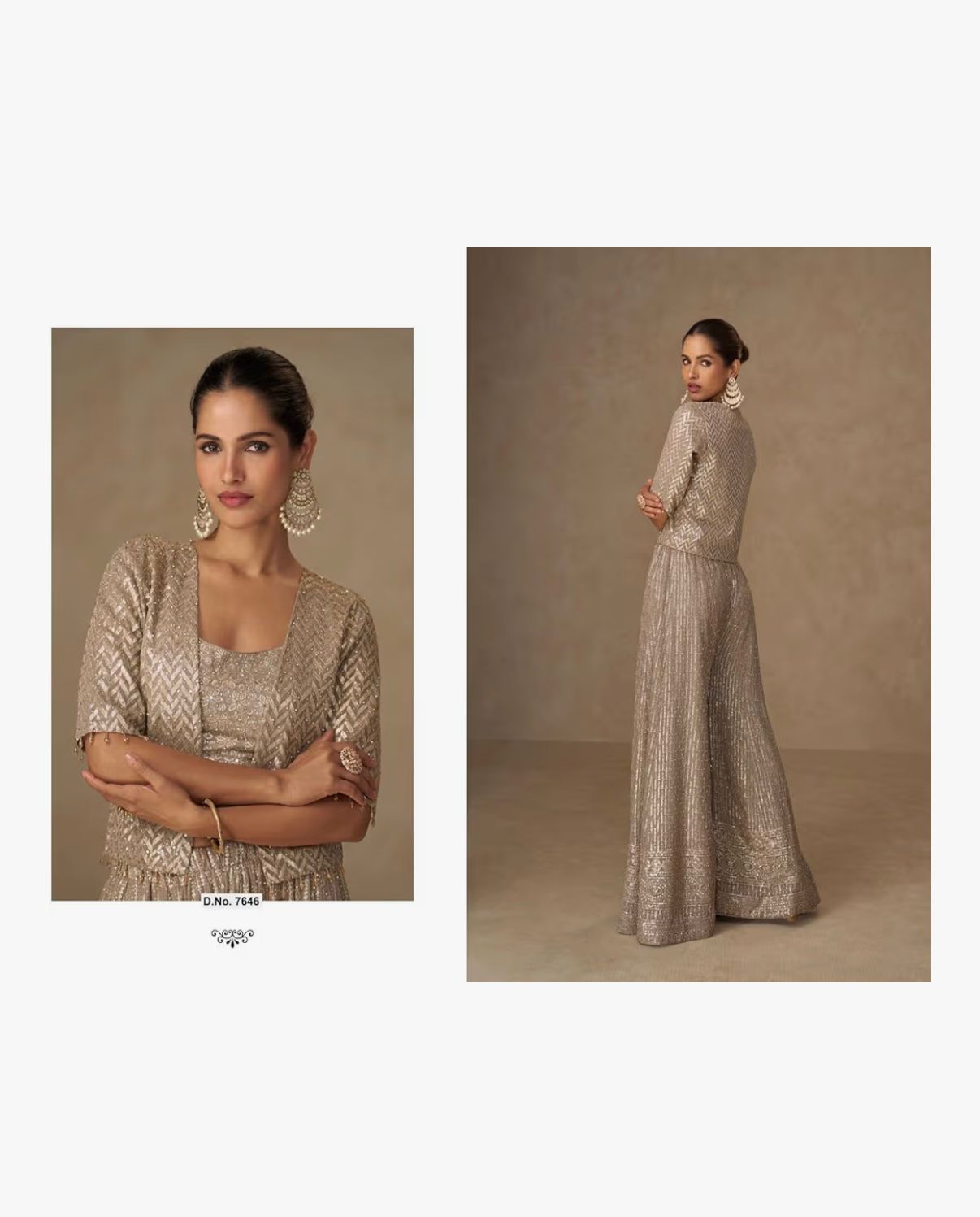 AISHA - Party Wear Women Georgette with Embroidered Work Indo Western Crop top Set 18433