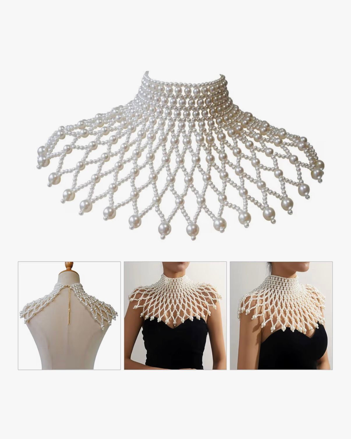 AL ROYAL - Luxurious Pearls Shoulder Chain - Unique Body Chain Necklace Artistic