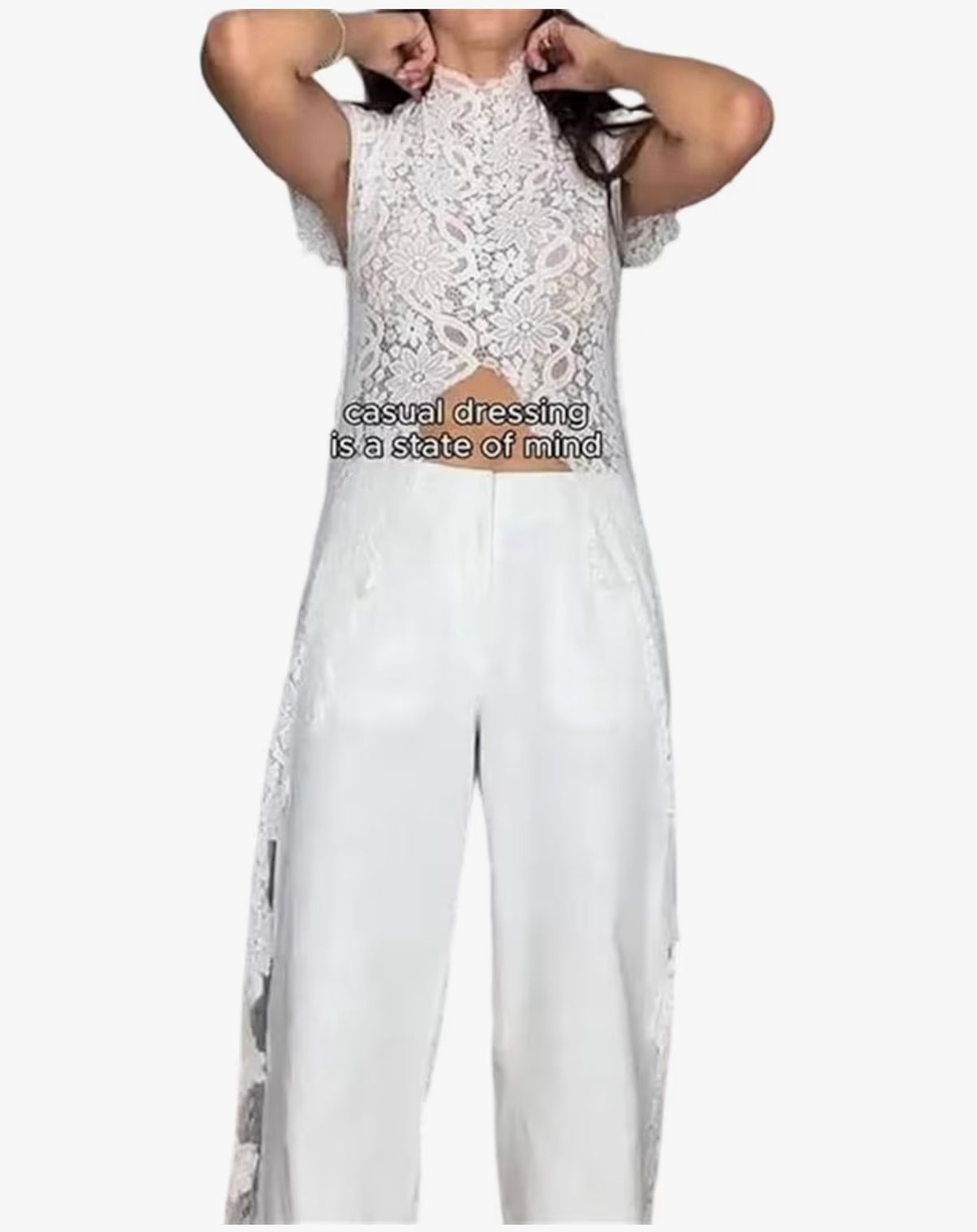 ELLA - Women Lace Embroidery Hollow Out Front Split Short Sleeve Summer Sexy Dress