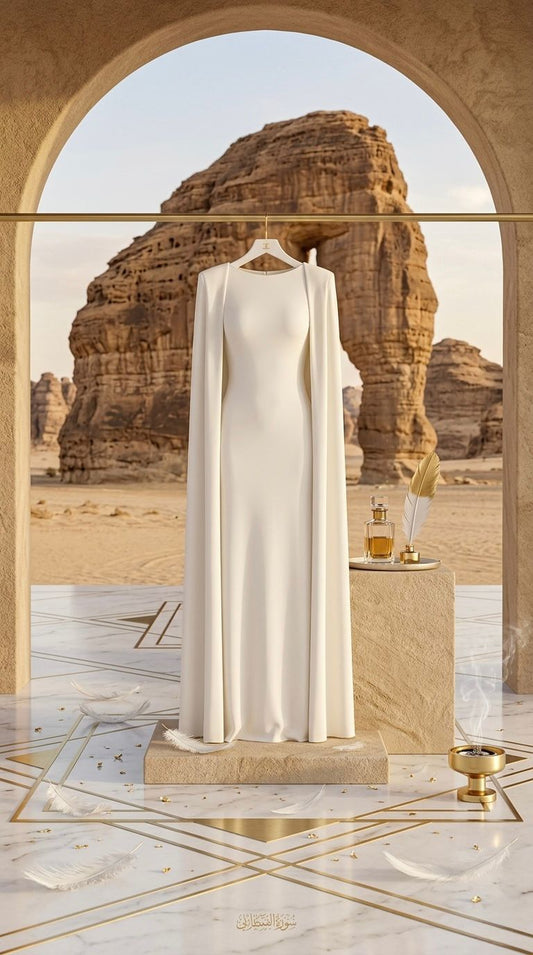 NOA - Women Solid Colour Cape Sleeve Long Maxi Dress Gown Crewneck High Waist Split Party Dresses