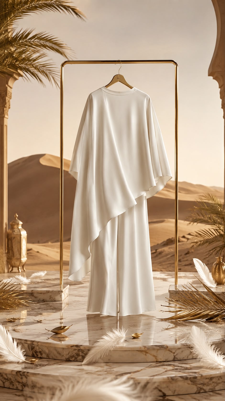 JANAN - Women's Elegant Satin Loose Two Piece Outfit Cape Top & Wide Leg Pants Set