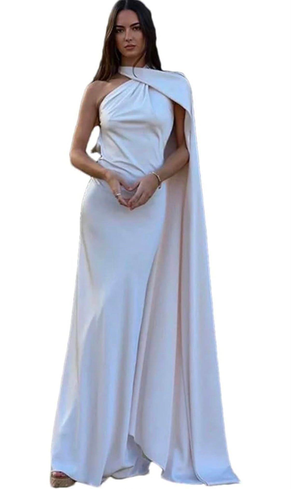 SHARKIQYA - Women's Elegant Solid Ribbon Off Shoulder Sleeveless Backless Slim Female Maxi Dresses