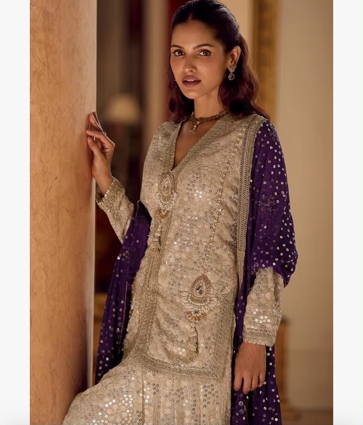 SHAKTI - Indian Wedding Heavy Short Sequin Kurti & Punjabi Designer Style Dhoti Set for Woman 1812 2