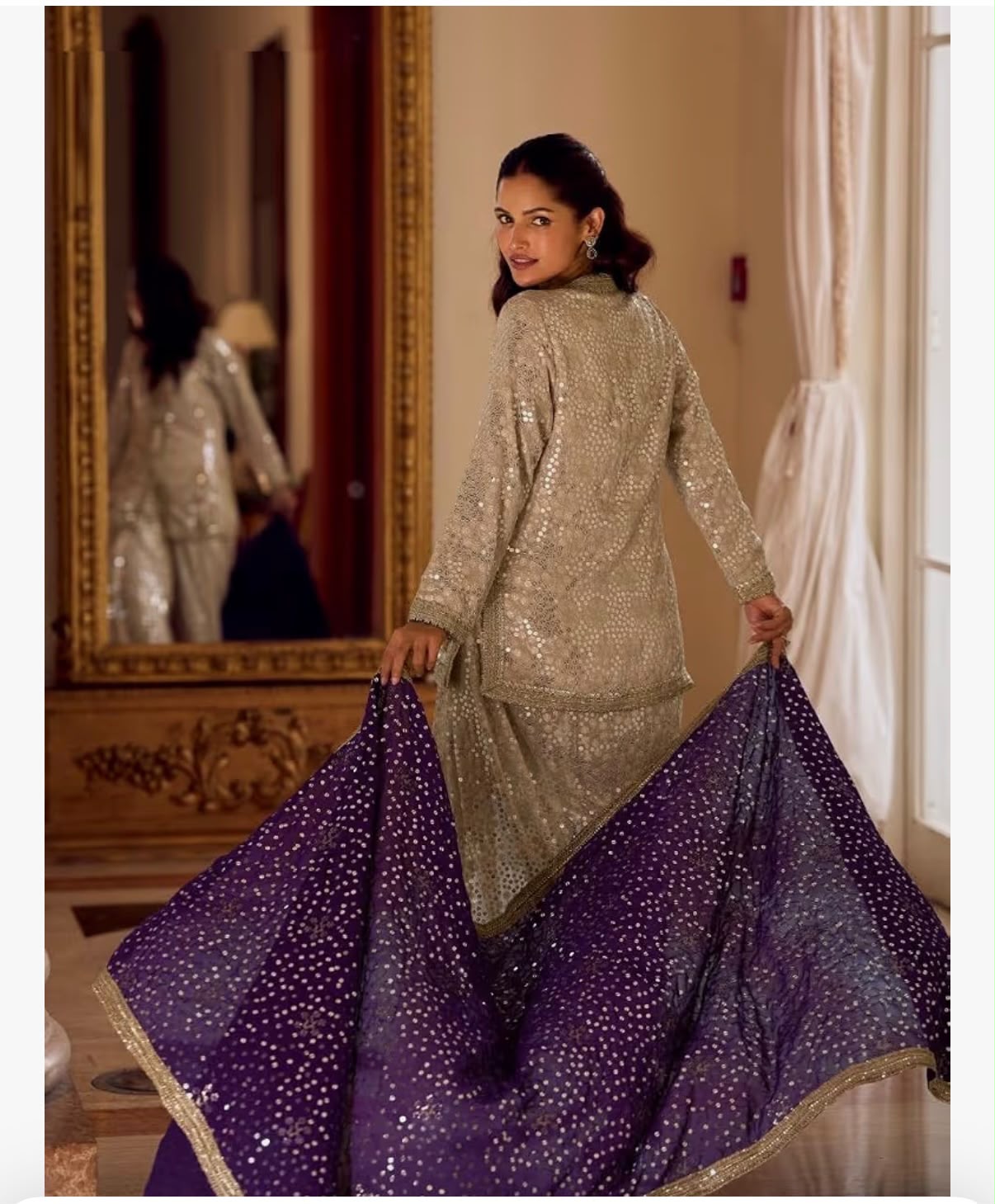 SHAKTI - Indian Wedding Heavy Short Sequin Kurti & Punjabi Designer Style Dhoti Set for Woman 1812 2